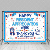 Aperturee - Aperturee Blue White Happy Resident Appreciation Week Backdrop